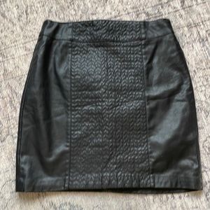 Black faux leather mini skirt